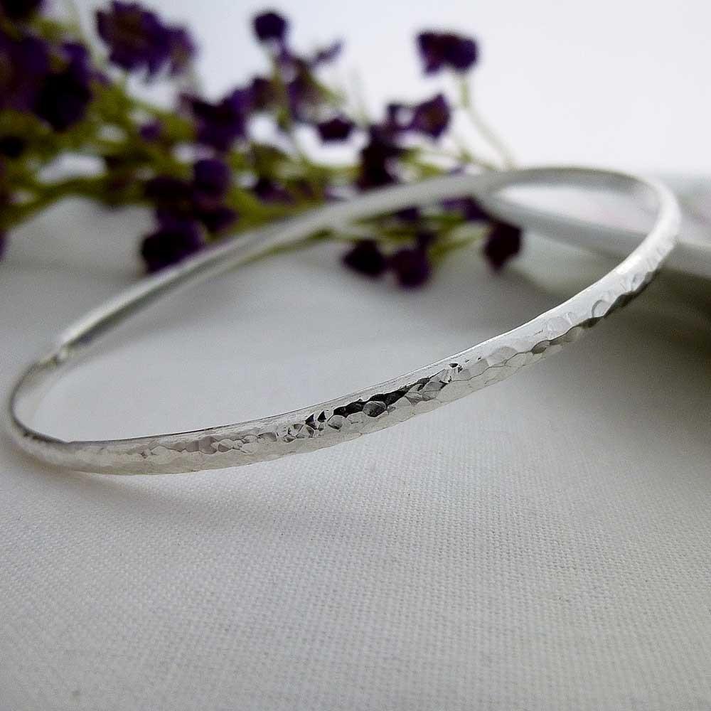 Best Selling Thin Hammered 925 Sterling Silver Slave Bangle