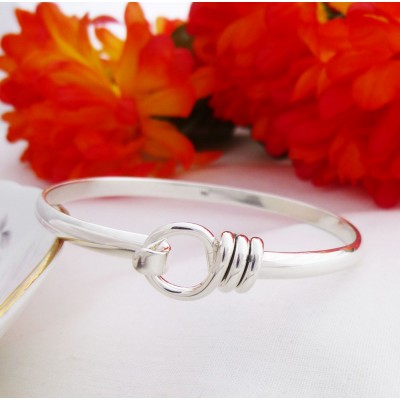 Harper silver bangles with a hook and clip, a great bangle for women Harper silver bangles with a hook and clip, a great bangle for women