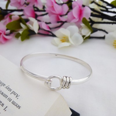 Harper silver bangles with a hook and clip, a great bangle for women Harper silver bangles with a hook and clip, a great bangle for women