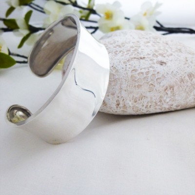 Chunky torque cuff bracelet bangle in 925 sterling silver with a higly polished finish