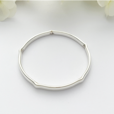 Indie Solid Silver Bangle with five crimps for a unique look