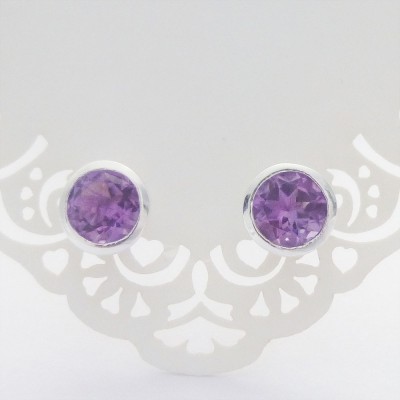 Amethyst Studs with Galleried Edge Amethyst Studs with Galleried Edge