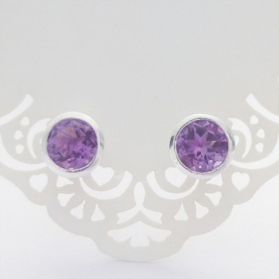 Amethyst Studs with Galleried Edge