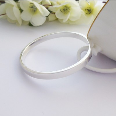 Anna engraved bangle, chunky solid sterling silver with polished interior