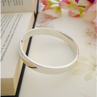 Ava bangle, heavy solid silver for women with large wrist sizes