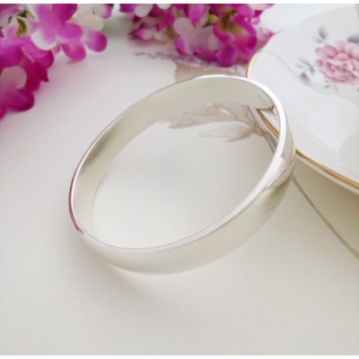 Ava bangle, heavy solid silver for women with large wrist sizes