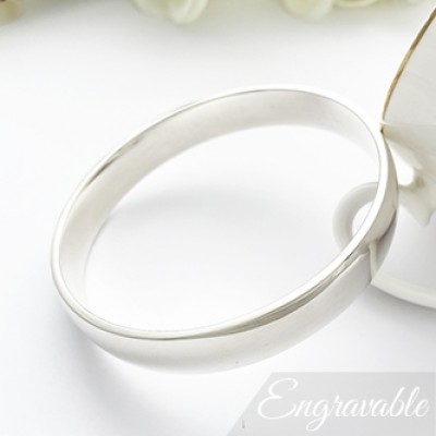 Ava bangle, heavy solid silver for women with large wrist sizes