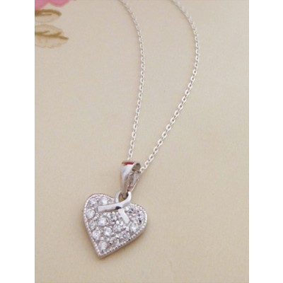 Bethany CZ Heart with Bow Bethany CZ Heart with Bow