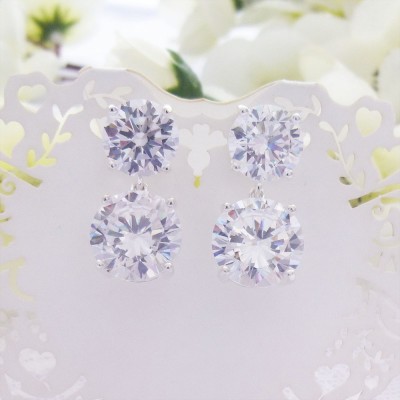 Large CZ Drop and Stud Earrings