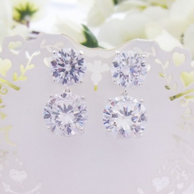 Large CZ Drop and Stud Earrings Large CZ Drop and Stud Earrings