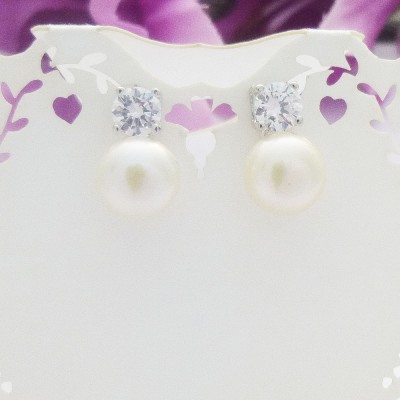 Classic Freshwater Pearl CZ Studs