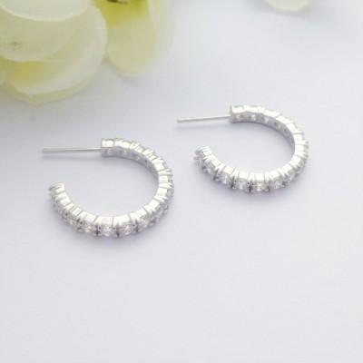 CZ Sterling Silver Half Hoops CZ Sterling Silver Half Hoops