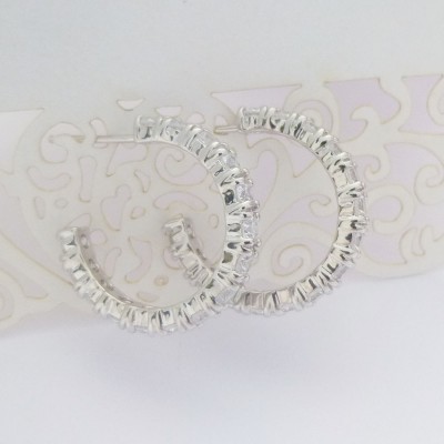 CZ Sterling Silver Half Hoops