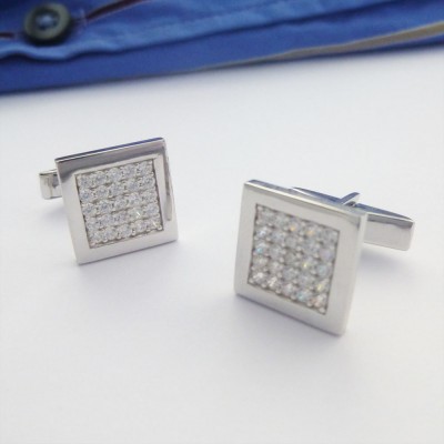 Durban White CZ Cufflinks Durban White CZ Cufflinks