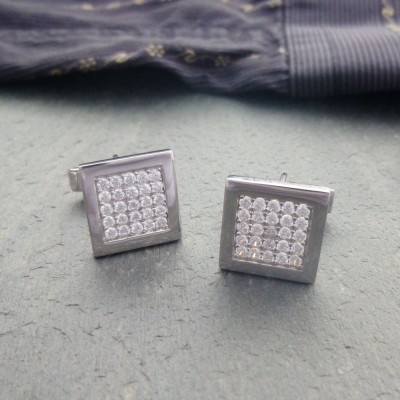 Durban White CZ Cufflinks Durban White CZ Cufflinks