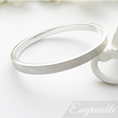 Elsa engraved personalised brushed exterior silver bangle from Guilty Elsa engraved personalised brushed exterior silver bangle from Guilty