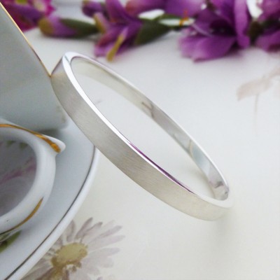 Elsa extra large silver bangle with name engrave