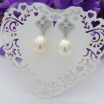 CZ Flower with Pearl Drop CZ Flower with Pearl Drop