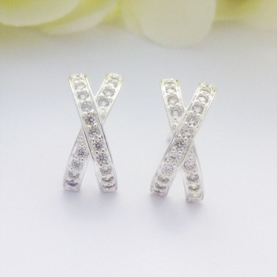 Cubic Zircona Crossover Studs