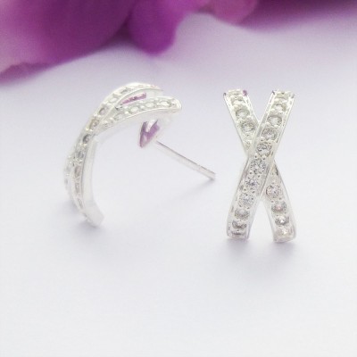 Cubic Zircona Crossover Studs