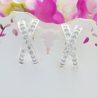 Cubic Zircona Crossover Studs