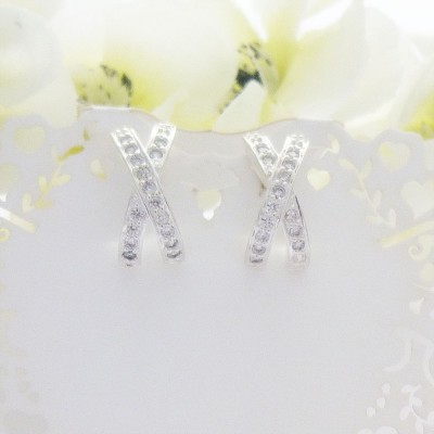 Cubic Zircona Crossover Studs