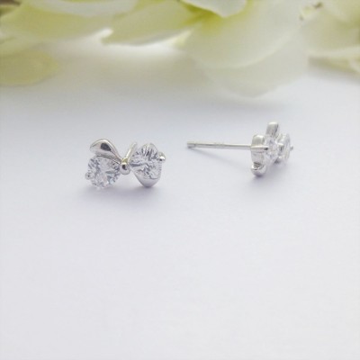 Sterling Silver CZ Bow Studs