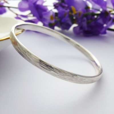 Iris Textured Silver Bangle Iris Textured Silver Bangle