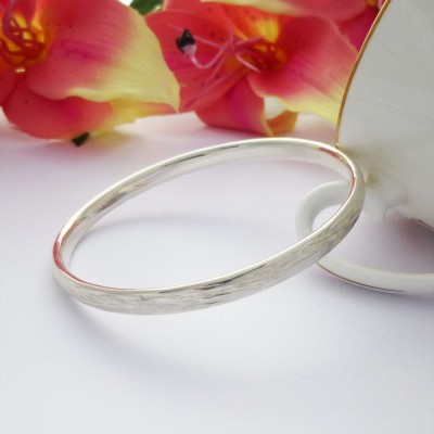 Iris Textured Silver Bangle Iris Textured Silver Bangle