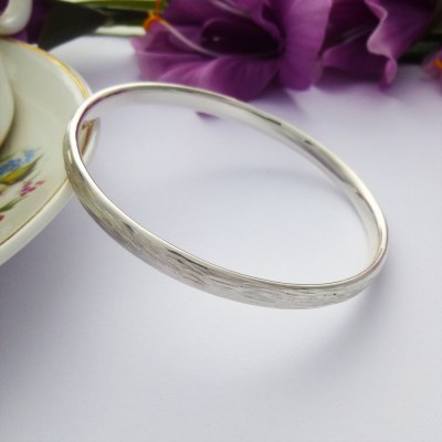 Iris Textured Silver Bangle Iris Textured Silver Bangle