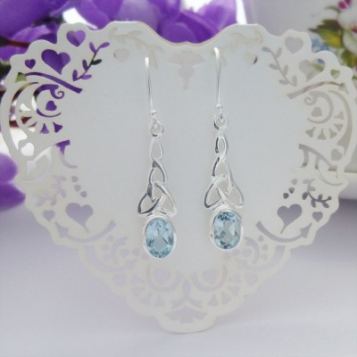 Blue Topaz Celtic Drop Earrings