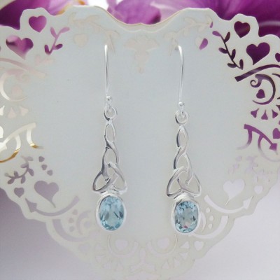 Blue Topaz Celtic Drop Earrings