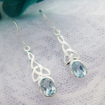 Blue Topaz Celtic Drop Earrings