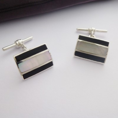 London Onyx Stripe Cufflinks