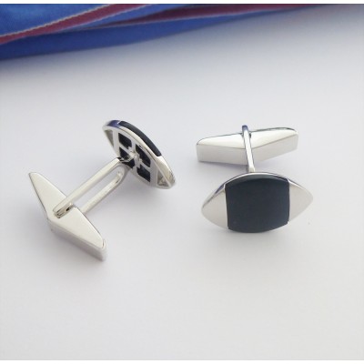 Sydney Silver Rugby Onyx Cufflinks