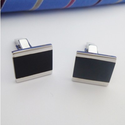Munich Silver and Onyx Cufflinks Munich Silver and Onyx Cufflinks