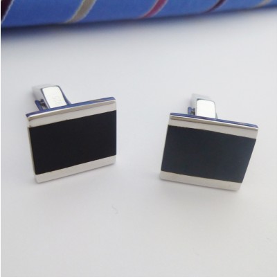 Munich Silver and Onyx Cufflinks