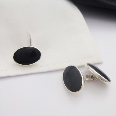 Paris Double Oval Onyx Cufflinks