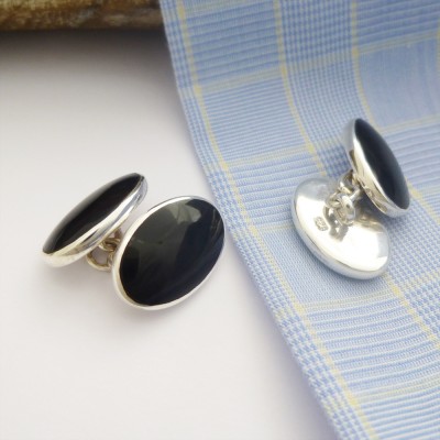 Paris Double Oval Onyx Cufflinks