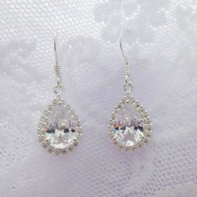 CZ Cluster Teardrop Earring