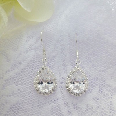 CZ Cluster Teardrop Earring