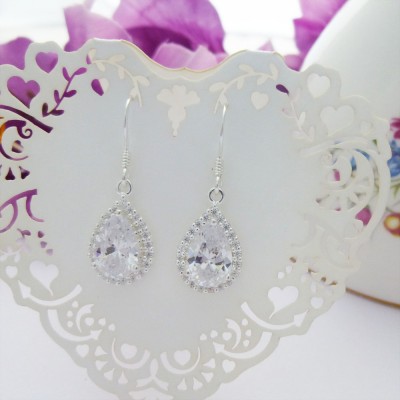 CZ Cluster Teardrop Earring