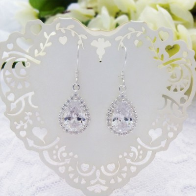 CZ Cluster Teardrop Earring