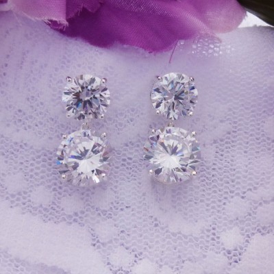 Large CZ Drop and Stud Earrings