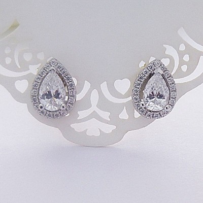 Cubic Zirconia Teardrop Studs