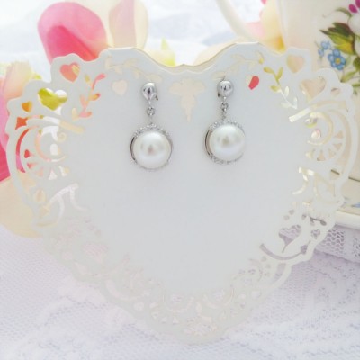 Cubic Zirconia and Freshwater Pearl Drop Earrings Cubic Zirconia and Freshwater Pearl Drop Earrings