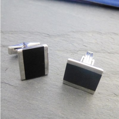 Munich Silver and Onyx Cufflinks