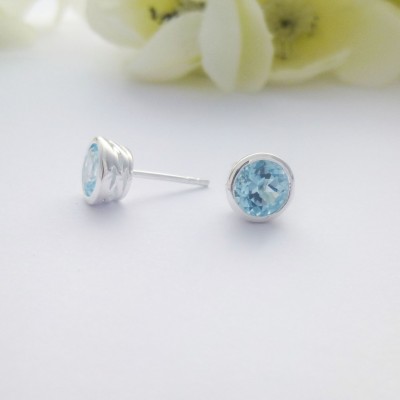Blue Topaz Sterling Silver Studs Blue Topaz Sterling Silver Studs