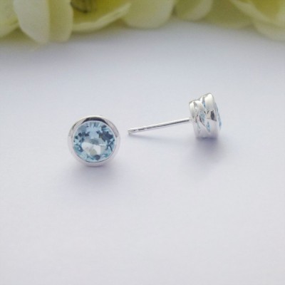 Blue Topaz Sterling Silver Studs 