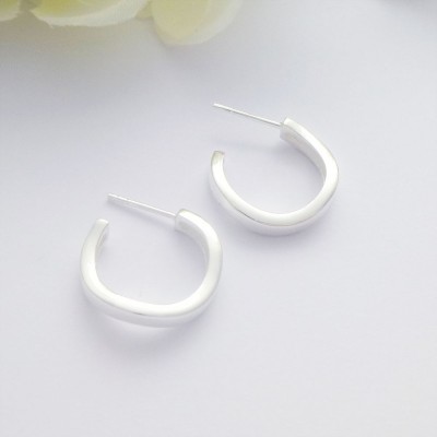 Sterling Silver Wavy Hoop